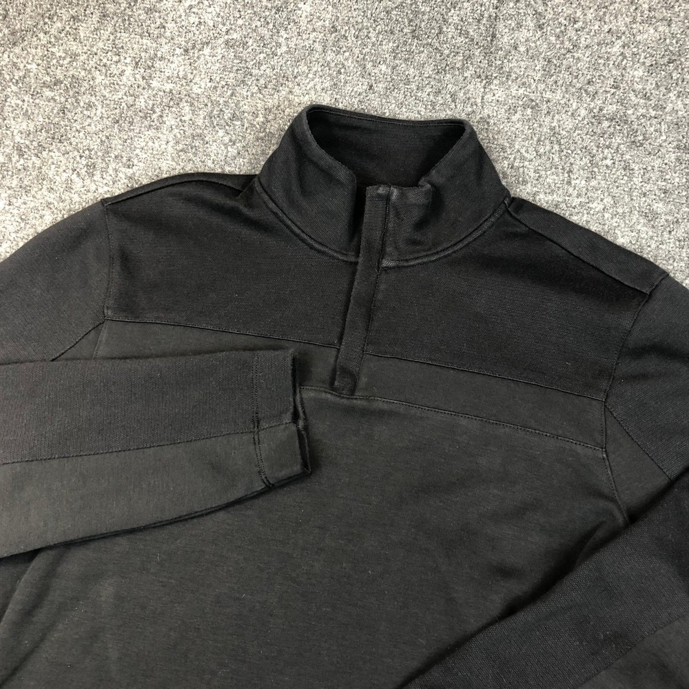 Perry Ellis Men Medium Black Quarter Zip Pullover Sweater Sweatshirt Long Sleeve